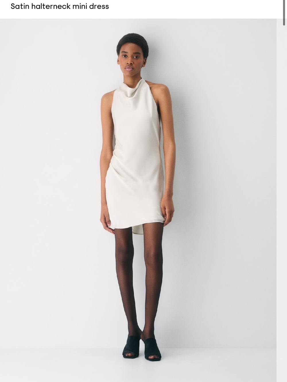 Babaton Satin Halterneck Mini Dress - Cream